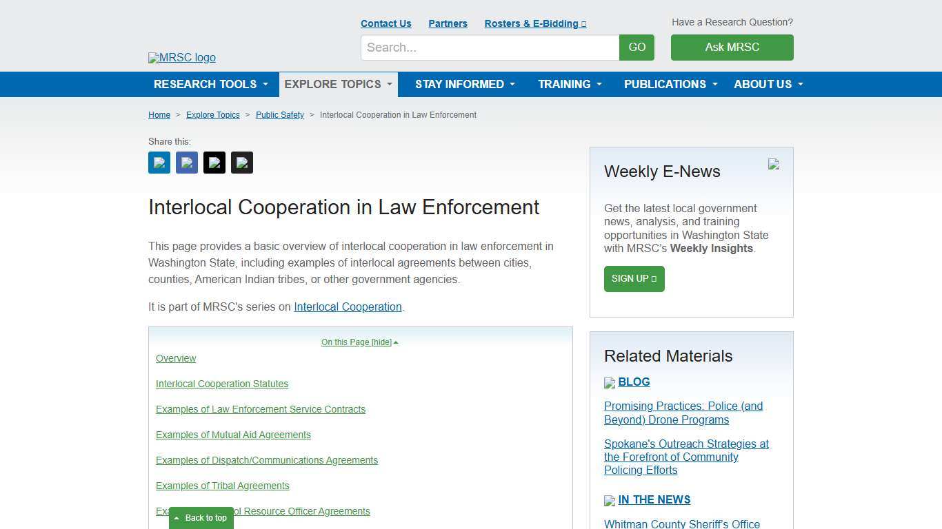 MRSC - Interlocal Cooperation in Law Enforcement